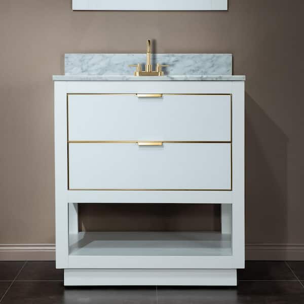 WOODBRIDGE Venice 31 in.W x 22 in.D x 38 in.H Bath Vanity in White with Marble Vanity Top in White with White Sink