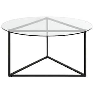 Mariana 35 in. Round Glass Black Coffee Table
