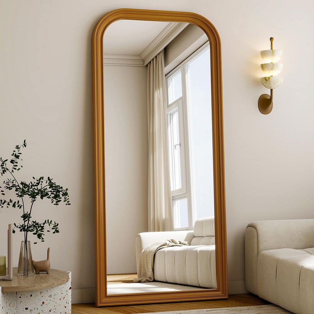 XRAMFY Antique Gold 32 in. W x 71 in. H Rectangular PU Frame Full