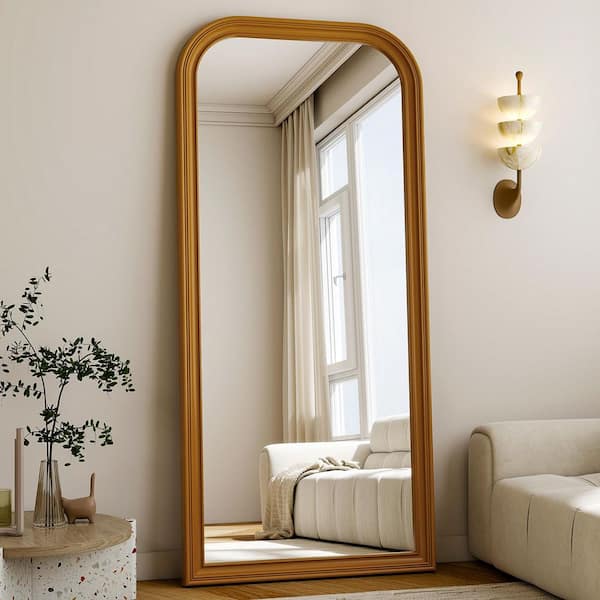 Antique Gold 32 in. W x 71 in. H Rectangular PU Frame Full Length Mirror Floor Mirror