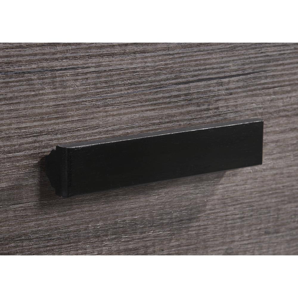 Rustic Gray Oak 2-Drawer Nightstand with Black Metal Pulls
