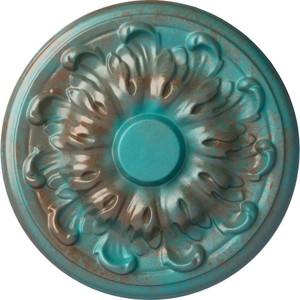 Ekena Millwork 7-7/8 in. x 1-1/2 in. Millin Polyurethane Ceiling Medallion (Fits Canopies upto 2 in.), Copper Green Patina