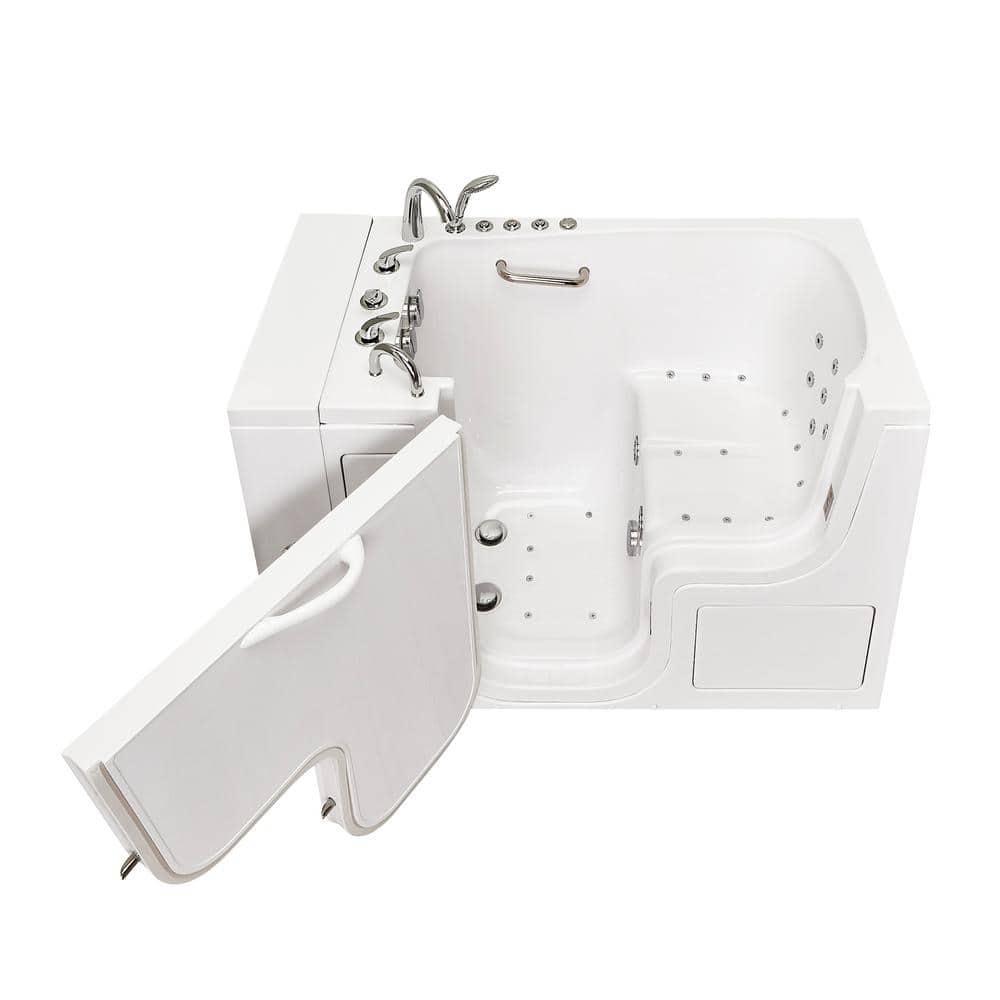 Wheelchair Transfer32 52 in. Acrylic Walk-In Whirlpool and Air Bath Bathtub in White, Fast Fill Faucet, Left Dual Drain price history on PriceWatchPro