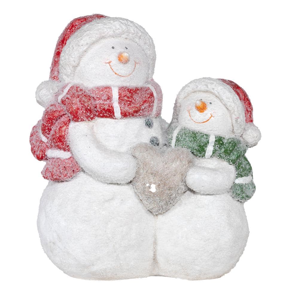 15 in. Tall Snow Friends Winter Snowman Family Statue