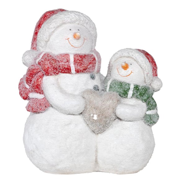 Alpine Corporation 15 in. Tall Snow Friends Winter Snowman Family Statue