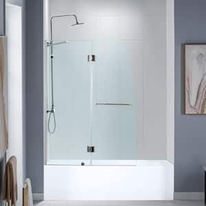Everette 48 in. W x 58 in. H Semi-Frameless Hinged Tub glass door in Brushed Nickel Finish, Include Support Bar
