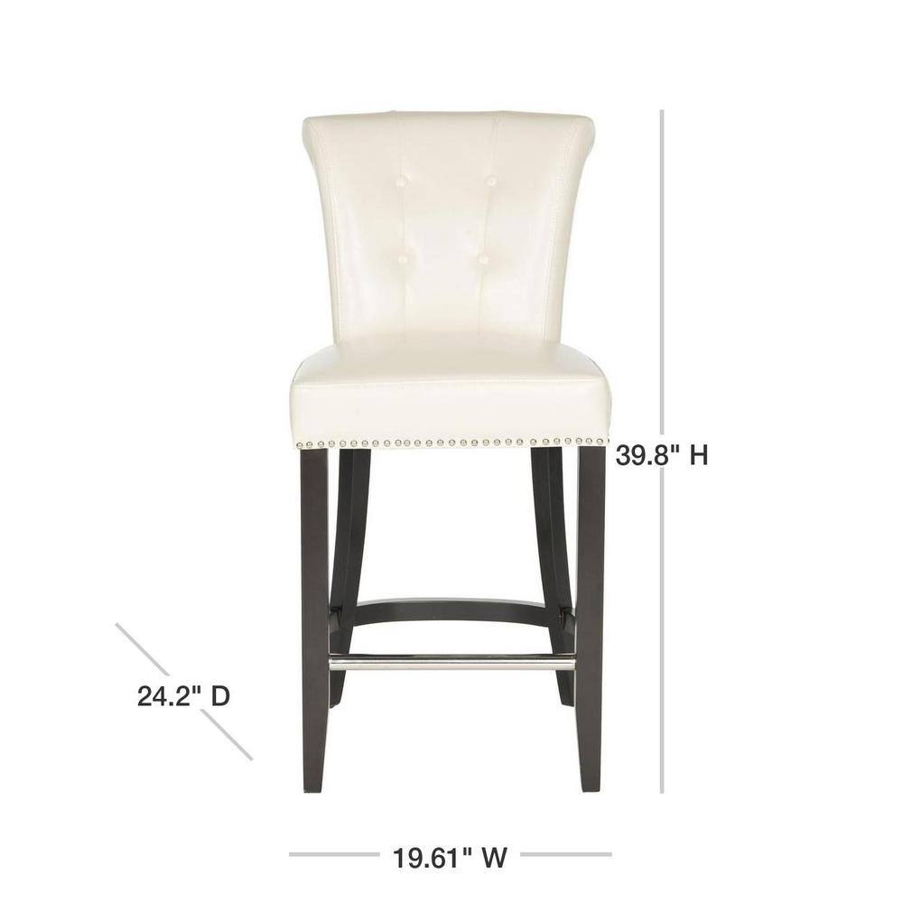 Espresso Birchwood and Flat Cream Bicast Leather Counter Stool