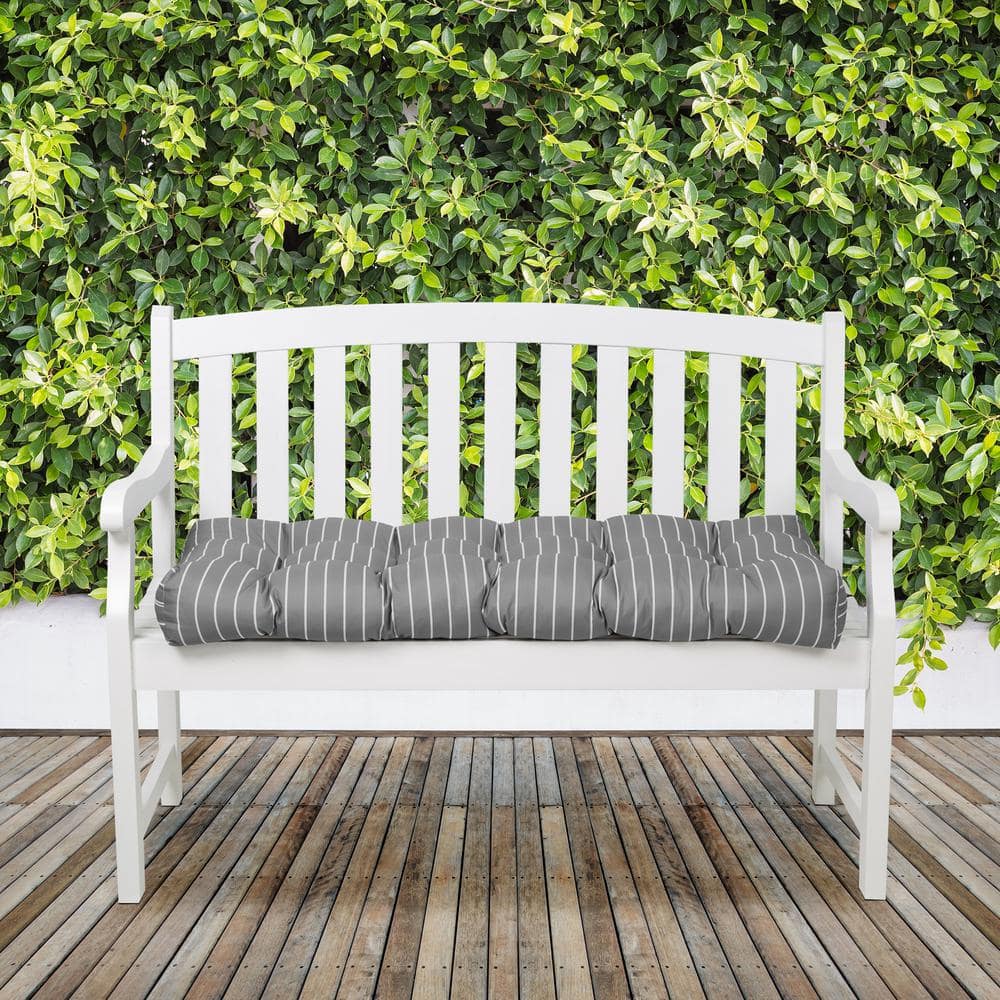 Moon Mist Stripe Gray Outdoor Bench Cushion, 42"W x 18"D