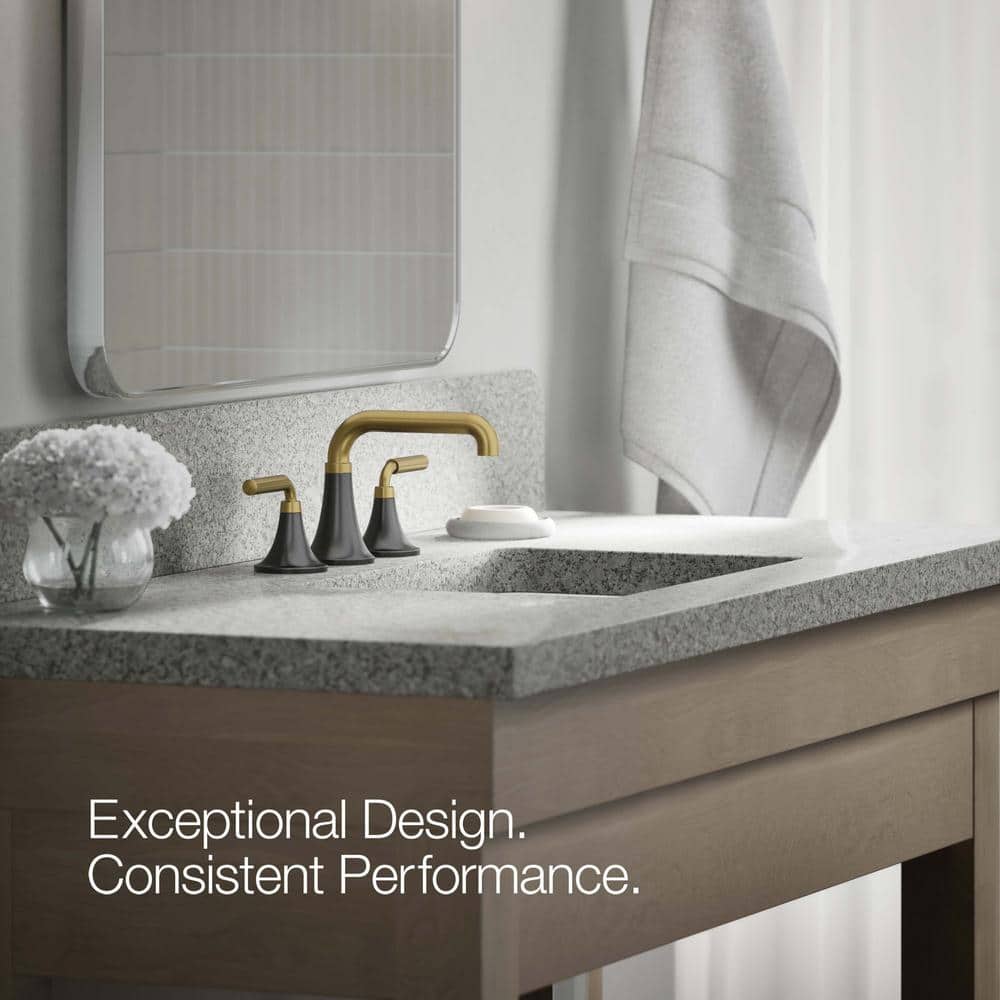 Matte Black and Moderne Brass Widespread Bathroom Faucet