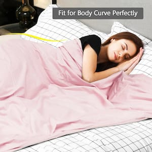 7 lbs. Pink Heavy Weighted Blanket 3-Piece Set with Hot and Cold Duvet Covers 41 in. x 60 in.