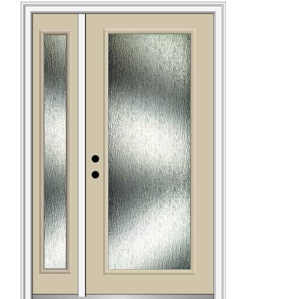 MMI Door 50 in. x 80 in. Right-Hand Inswing Rain Glass Wicker Fiberglass Prehung Front Door on 6-9/16 in. Frame