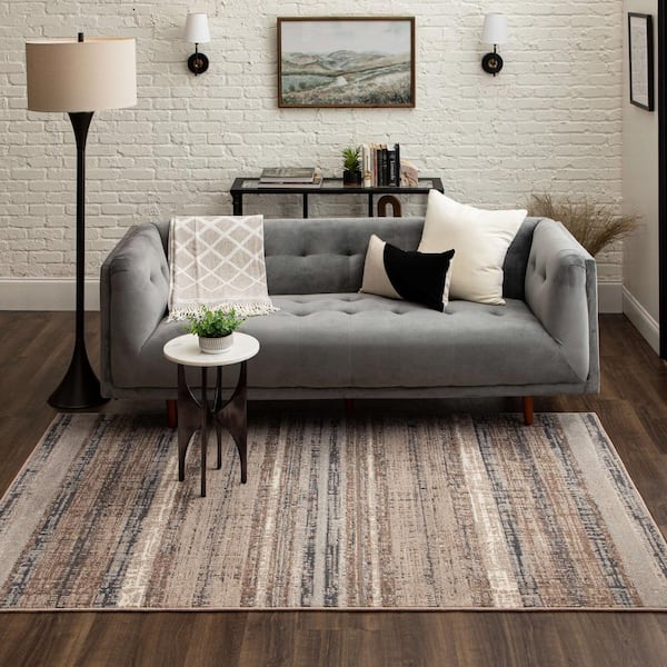 Payette Brown 8 ft. x 10 ft.Transitional Striped Linear Area Rug