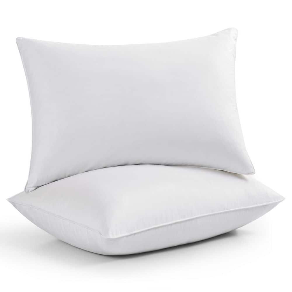 Medium Firm Goose Down Feather 100% Cotton Standard Pillows Set of 2, Bedding Pillow for Back, Stomach or Side Sleepers price history on PriceWatchPro