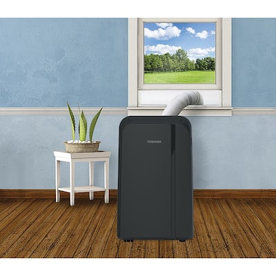 13,500 BTU (10,000 BTU DOE) 115-Volt WiFi Portable Air Conditioner with Dehumidifier and Remote for up to 450 sf, Black