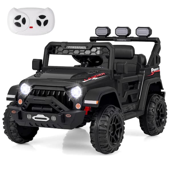 HONEY JOY 12-Volt Kids Ride on Truck Electric Toy Car with Remote Control Wireless Connection USB Port Black