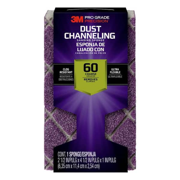 3M Pro Grade Precision 4-1/2 in. x 2-1/2 in. x 1 in. 60-Grit Coarse Dust Channeling Sanding Sponge