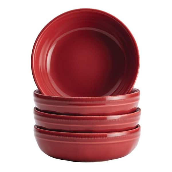 Rachael Ray Cucina Dinnerware 4-Piece Stoneware Fruit Bowl Set in Cranberry Red