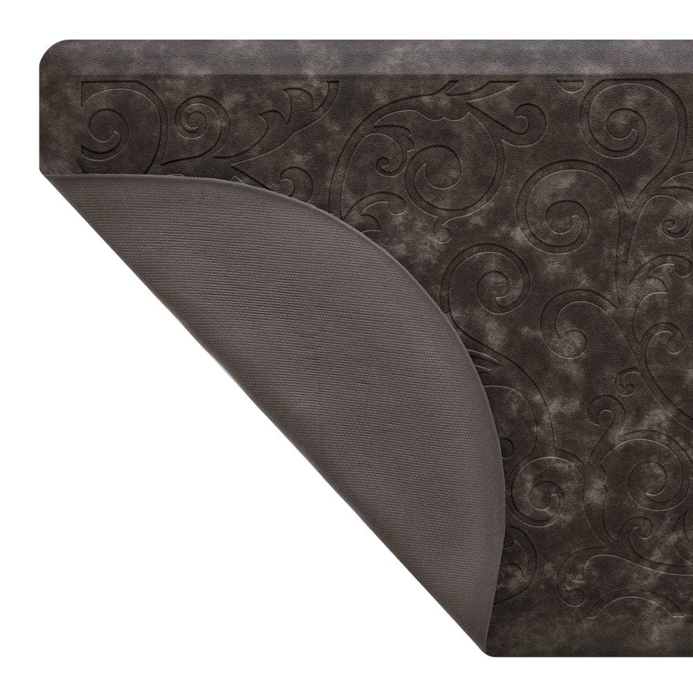 Dark Gray Semi-Circle Anti-Fatigue Kitchen Mat with PVC Backing