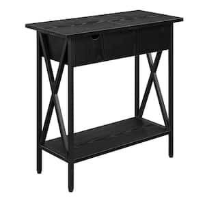 Tucson 11.25 in. Black 24 in. Rectangle Particle Board End Table with Flip Top and Charging Station