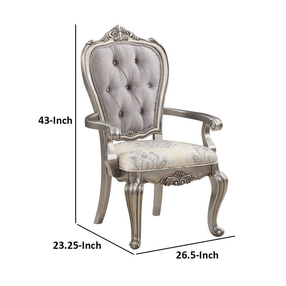 Antique Platinum Velvet Upholstered High Back Side Chair