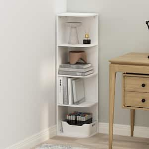 Reed 41.4 in. Tall White Wood 4-Shelf Bookcase