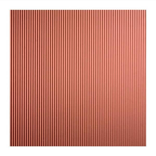 Fasade Rib - 2 ft. x 2 ft. Vinyl Lay-In Ceiling Tile in Argent Copper