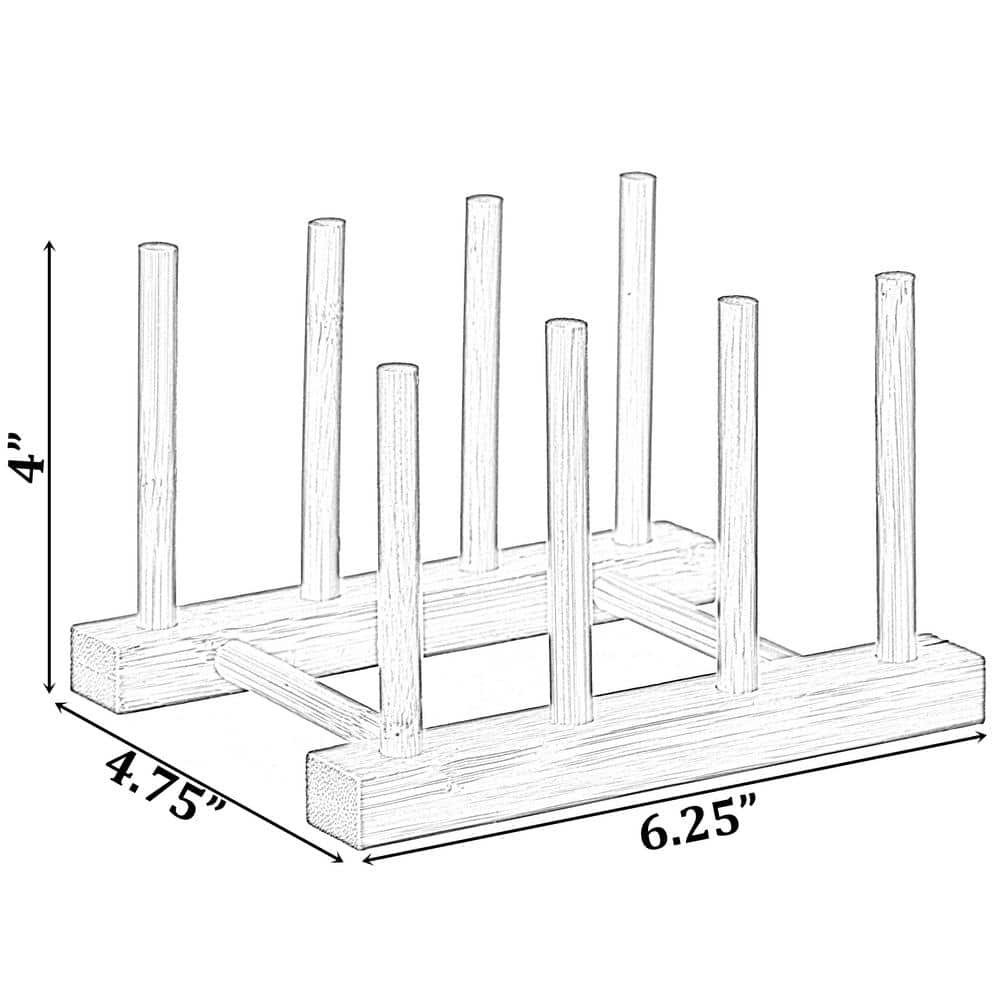 Set of 2 Bamboo Wooden 3-Grid Dish Drainer Racks