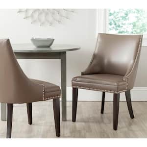 Afton Light Brown Leather Side Chair (Set of 2)