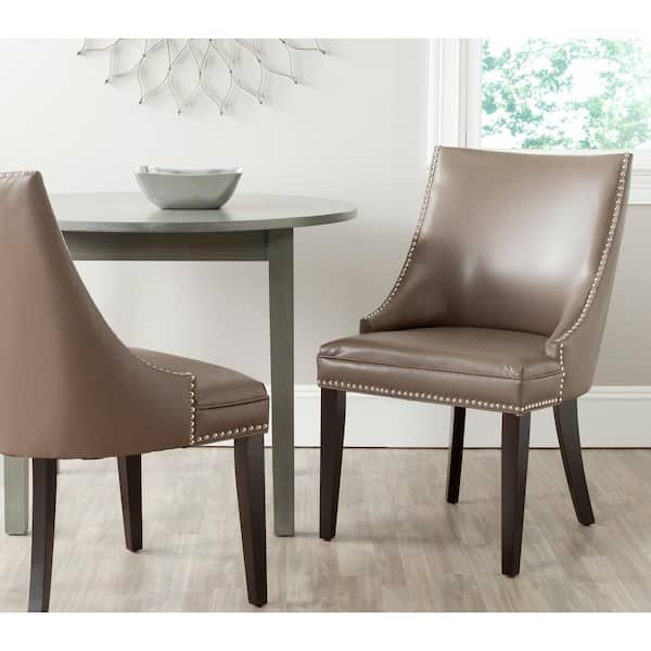 SAFAVIEH Afton Light Brown Leather Side Chair (Set of 2)