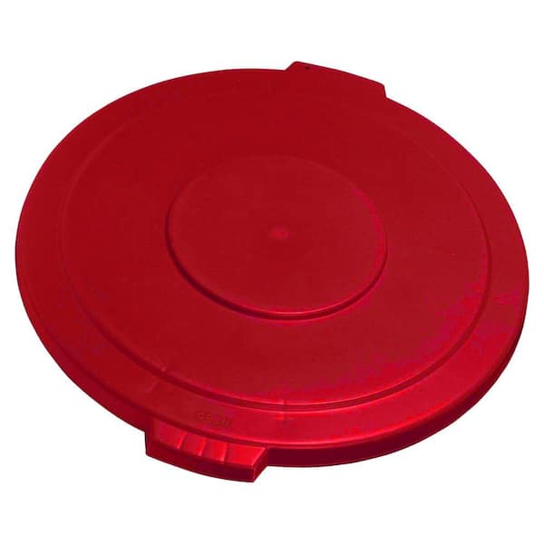 Carlisle Bronco 20 Gal. Red Round Trash Can Recycle Lid with 8 in. Hole (6-Pack)