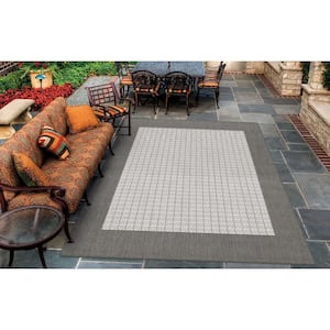 Recife Checkered Field Grey-White 2 ft. x 4 ft. Indoor/Outdoor Area Rug