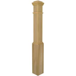 Stair Parts 4091 55 in. x 6-1/4 in. Unfinished Poplar Box Newel Post for Stair Remodel