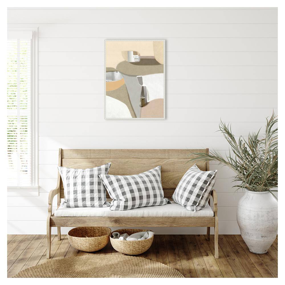 Sylvie Beaded White Abstract Canvas Framed Wall Art 23 x 30