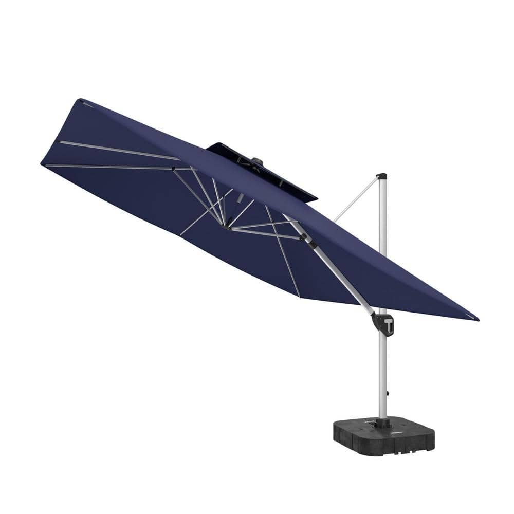 11FT Patio Umbrella Outdoor Square Double Top Umbrella in Navy Blue (with Base) -  Clihome, CL-WGZY3NY-B