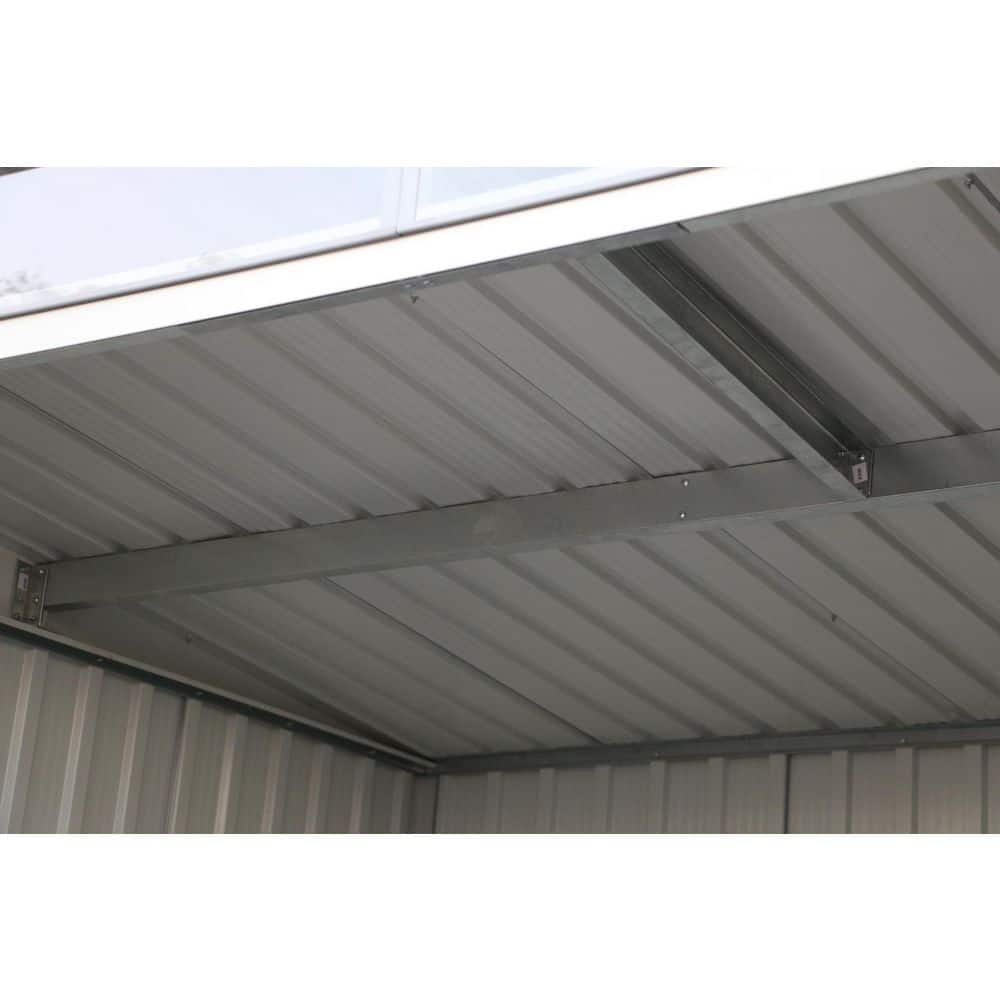 Gray 6' x 8' Metal Storage Shed with Sliding Door