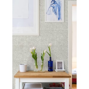 Grey Provincial Tile Vinyl Matte Peel and Stick Wallpaper