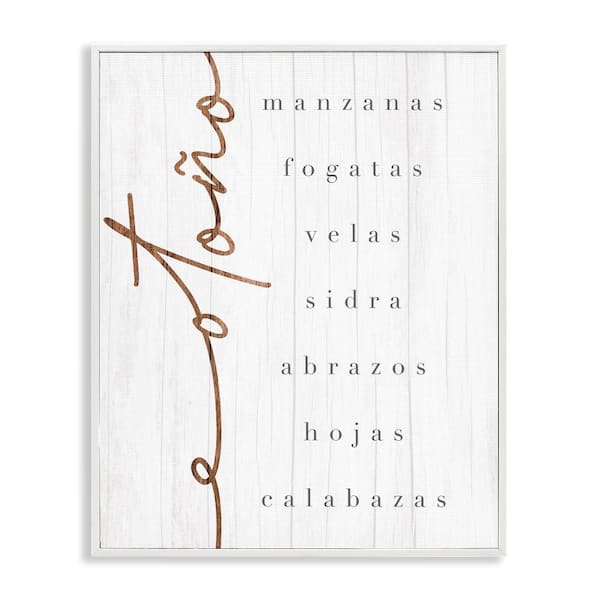 Stupell Industries Autumn Festivities List by Lil' Rue White Framed Abstract Giclee Art Print 20 in. x 16 in.