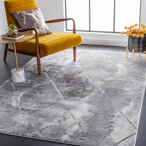 Craft Gray/Brown 7 ft. x 7 ft. Diamond Marble Square Area Rug
