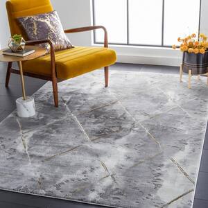 Craft Gray/Brown 9 ft. x 12 ft. Diamond Marble Area Rug