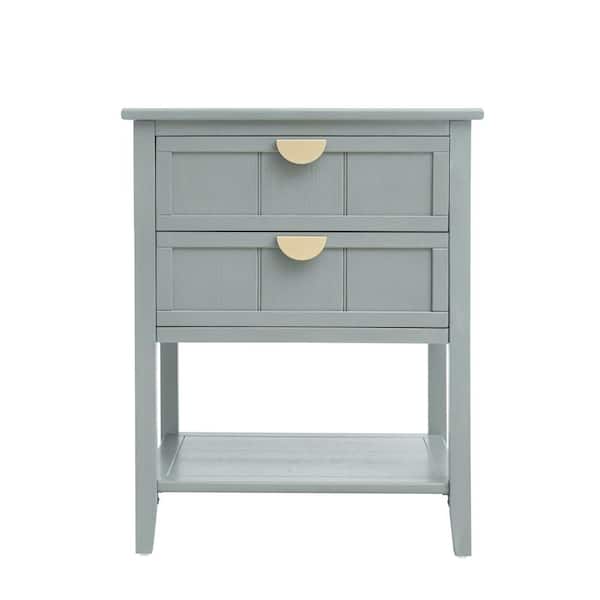 Unbranded Accent Light Green Storage Cabinet with 2-Drawers 1-Shelf Non-slip