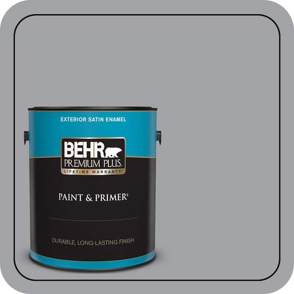 BEHR PREMIUM PLUS 1 gal. #N530-4 Power Gray Satin Enamel Exterior Paint & Primer