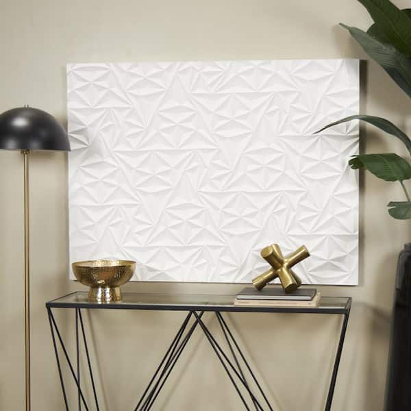 CosmoLiving by Cosmopolitan Wood White Intricately Carved Geometric Unframed Abstract Wall Art 36 in. x 48 in.
