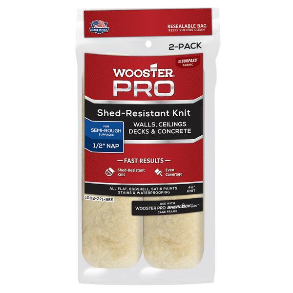 Wooster 4-1/2 in. x 1/2 in. Pro Surpass Shed-Resistant Knit High-Density Fabric Cage Frame Mini Roller (2-Pack)