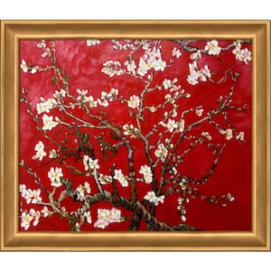 Branches of an Almond Tree in Blossom by Originals Muted Gold Glow Framed Abstract Art Print 24 in. x 28 in.