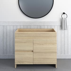 Mace 36 in. W x 20 in. D x 35 in. H Single-Sink Bath Vanity Cabinet without Top in White Oak Right-Side Drawers