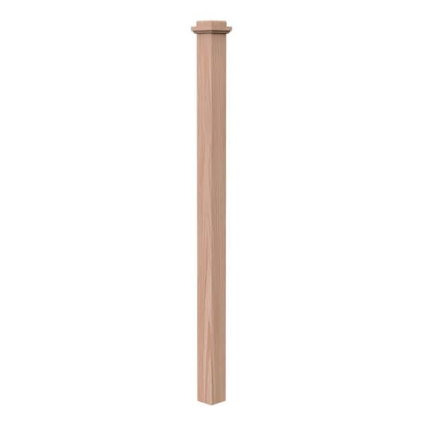 Stair Parts 4075 66 in. x 3-1/2 in. Unfinished Red Oak Square Craftsman Solid Core Box Newel Post for Stair Remodel