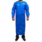 PEVA Apron, Polyethylene Vinyl Acetate Open Back for Easy Removal, Waterproof and Disposable in Blue