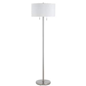 59 in. Nickel 2 Dimmable (Full Range) Standard Floor Lamp for Living Room with Cotton Empire Shade