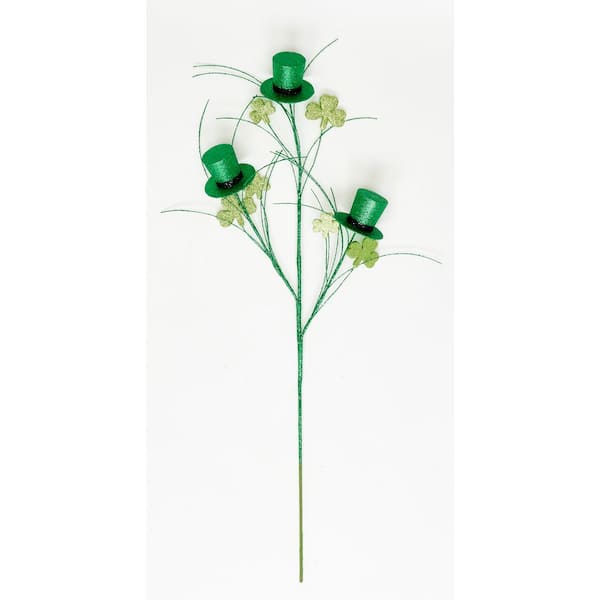 Unbranded 31 in. Glittered St. Patrick's Day Shamrock and Hat Spray, (Set of 3)