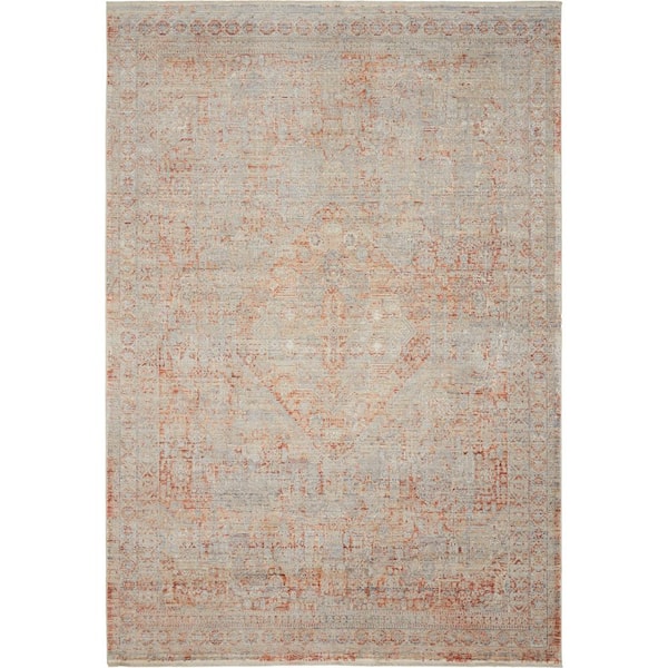 Nourison Silken Weave Grey/Brick 5 ft. x 8 ft.  Contemporary Moroccan Area Rug